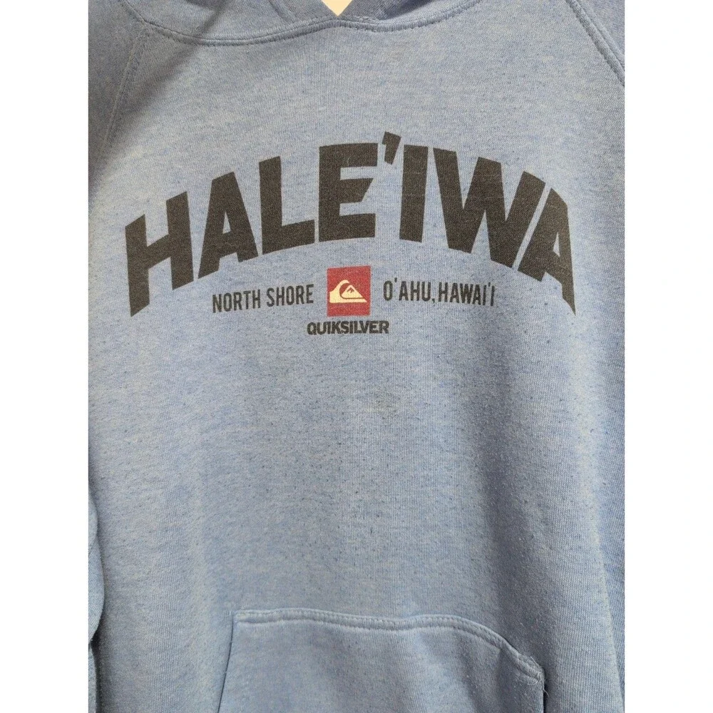 Quiksilver Mens Size Medium Hale'iwa Hawaii Hoodie Sweater Blue Long Sleeve